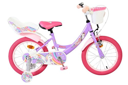 Vélo enfant Volare licorne - filles - 16 pouces - violet