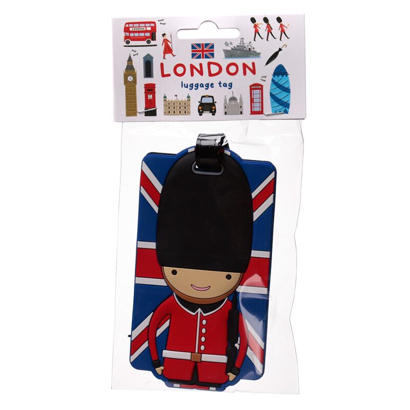 Étiquette de valise en PVC, gardien du drapeau britannique de Londres