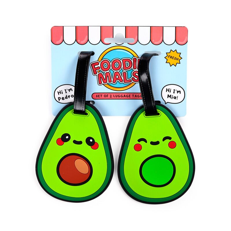Ensemble d'étiquette de valise Foodiemals Avocado PVC de 2