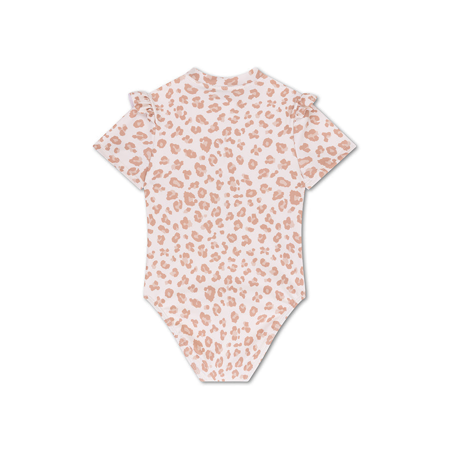 Léopard | Troisse de bain UV Beige avec manches courtes