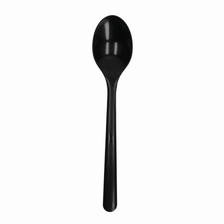 Cuillère réutilisable noire pp 185mm (50 pièces)