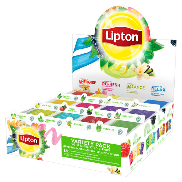 Lipton Feel Good Selection Boîte d'assortiment de packs de variétés de thé (180 pièces) (copie)
