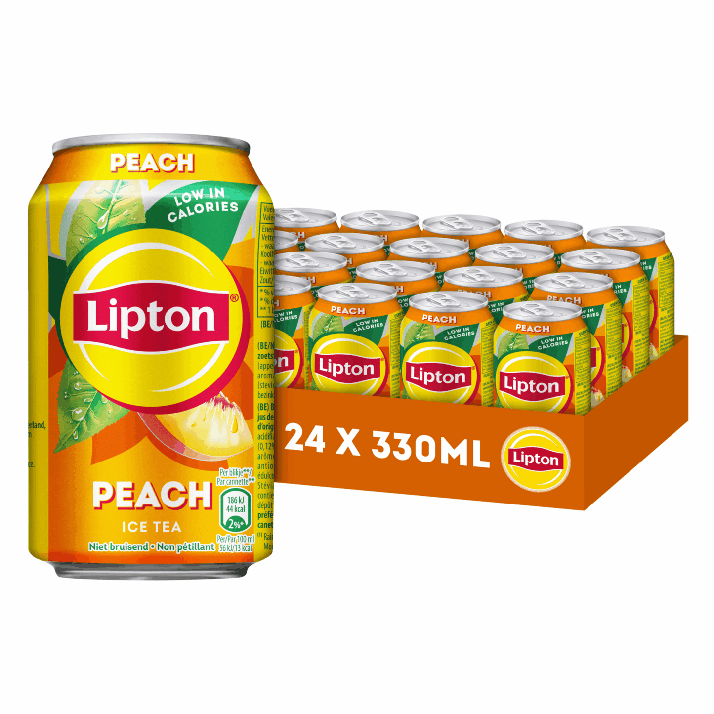 Lipton thé glacé pêche sans bulles en boîte (24x 33cl)