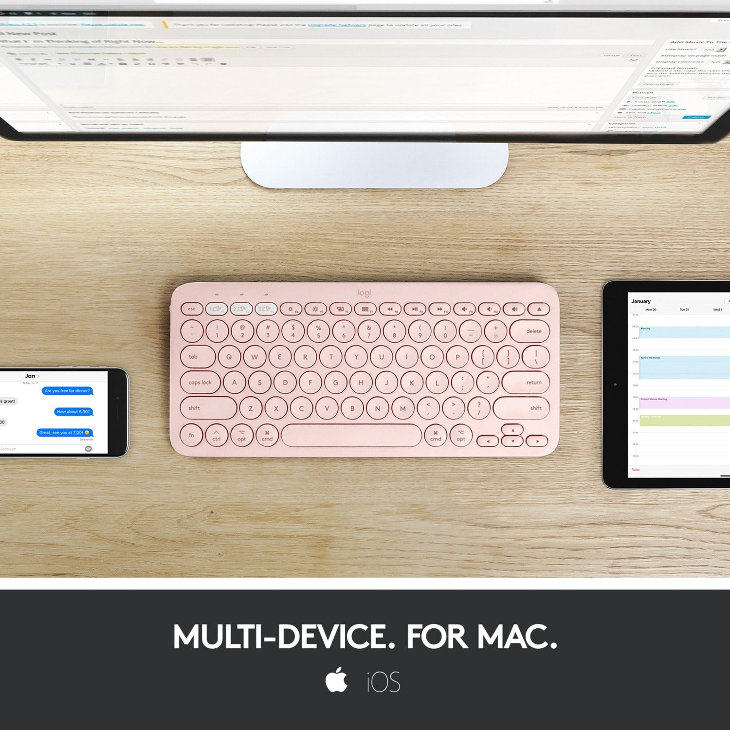 Logitech K380 pour Mac Clavier Bluetooth multi-appareils Roz