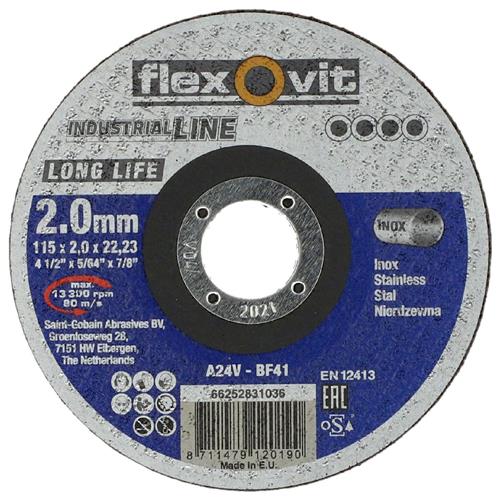 Flexovit dss industriel 125x2x22,23 a24v t41 acier inoxydable | 25 pièces