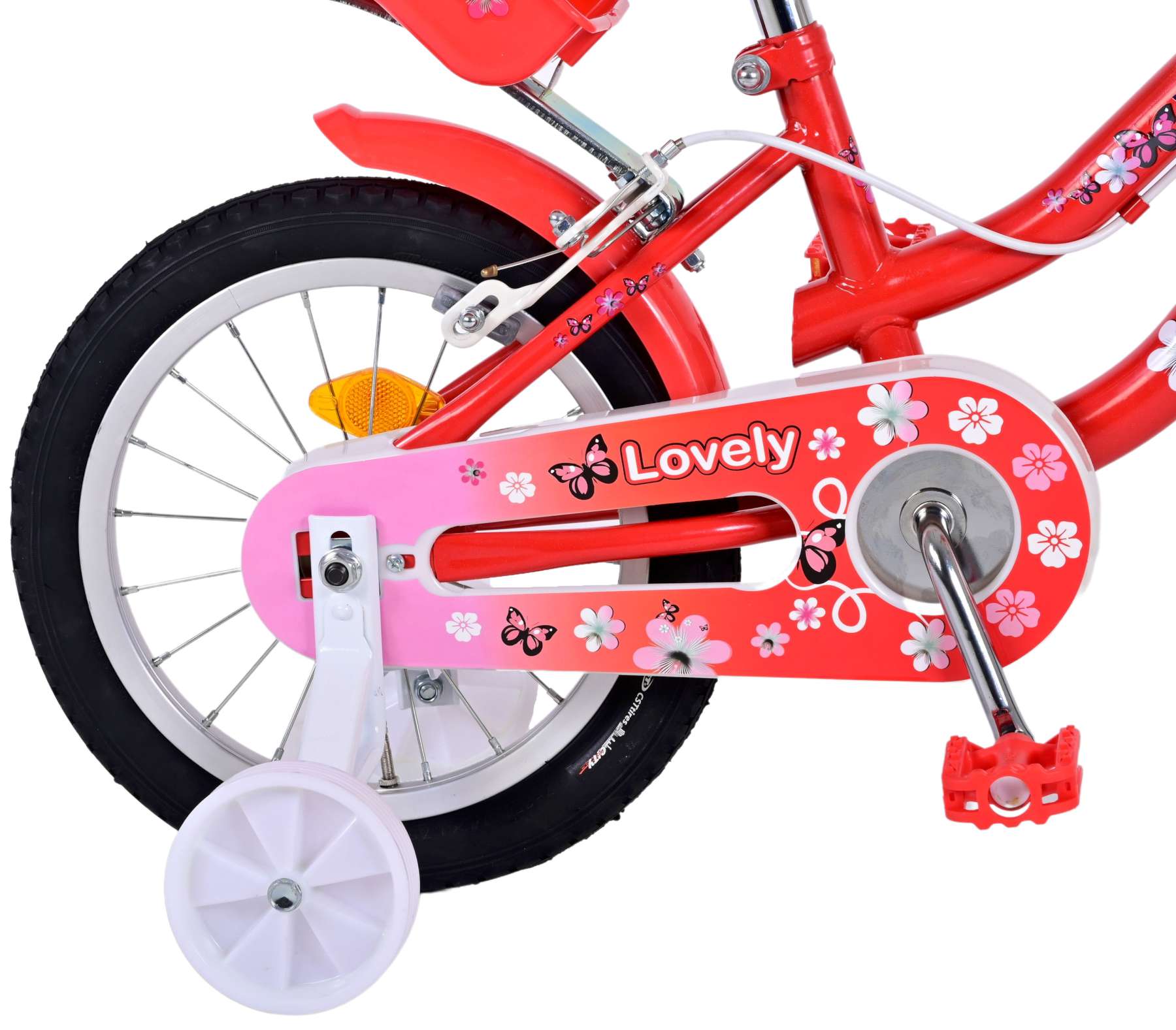 Volare le vélo pour enfants charmant - Girls - 14 pouces - Blanc rouge - Freins à deux mains