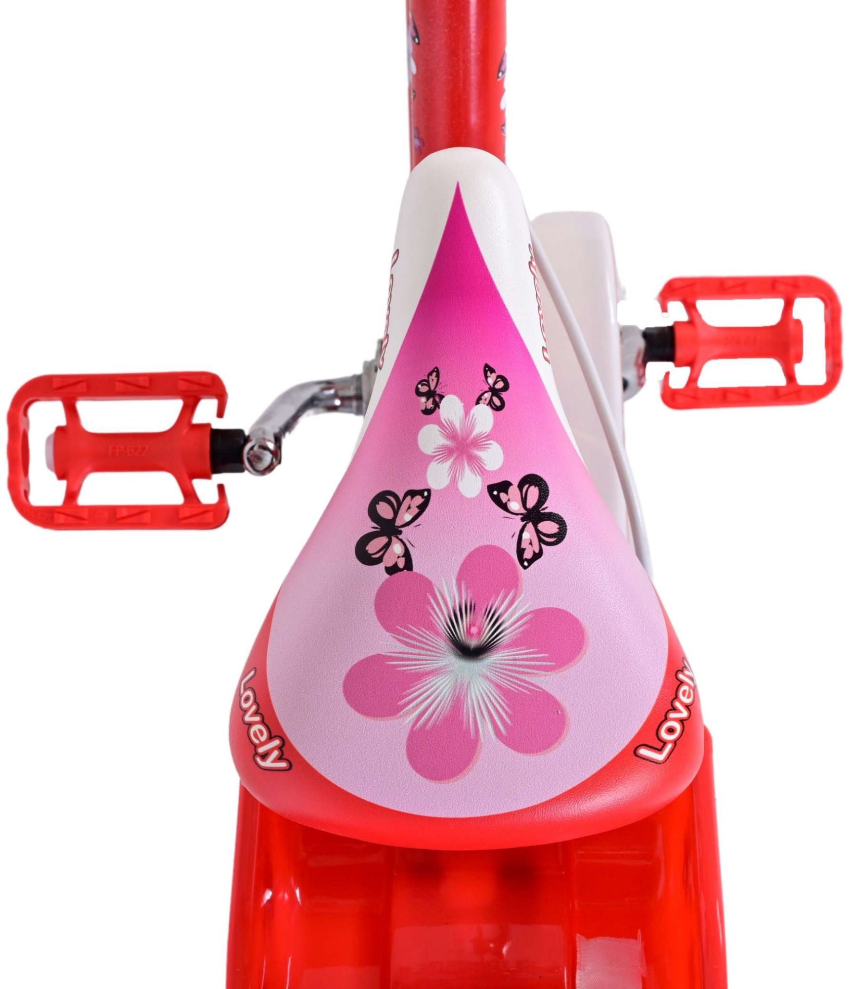 Volare le vélo pour enfants charmant - Girls - 14 pouces - Blanc rouge - Freins à deux mains