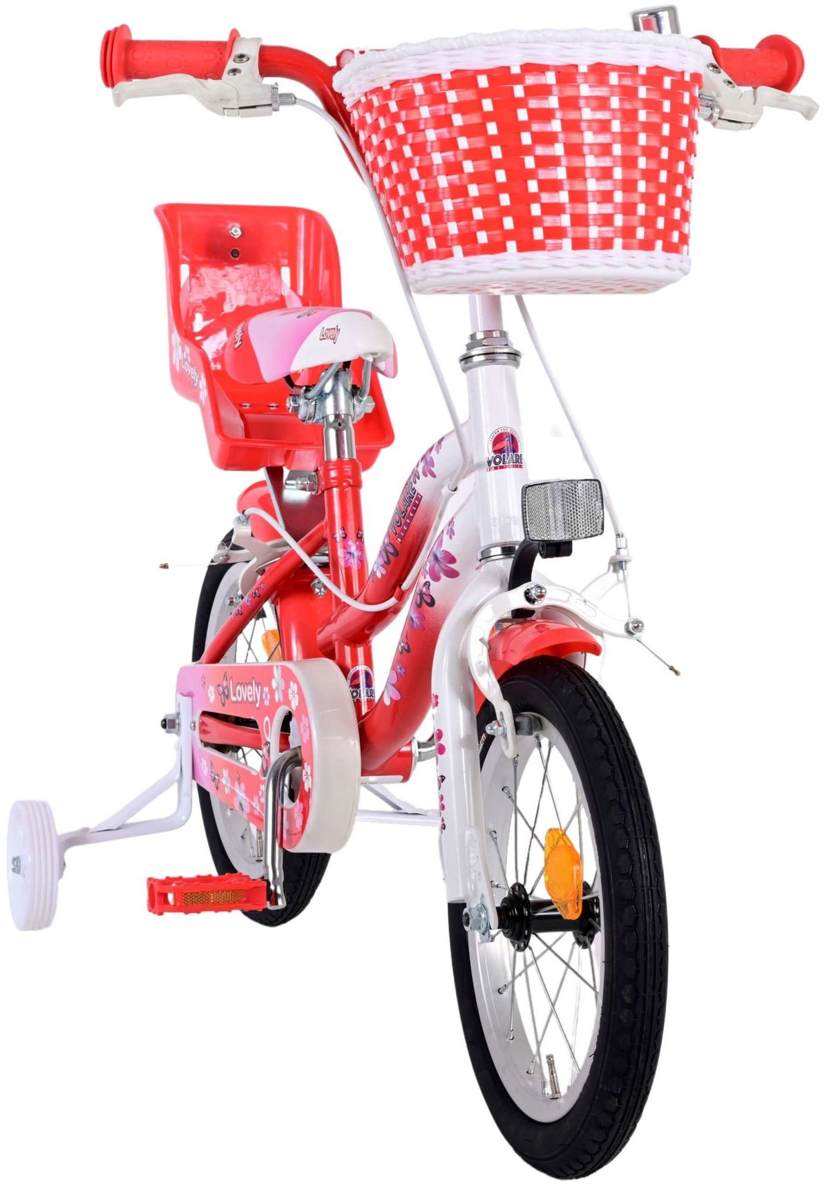 Volare le vélo pour enfants charmant - Girls - 14 pouces - Blanc rouge - Freins à deux mains