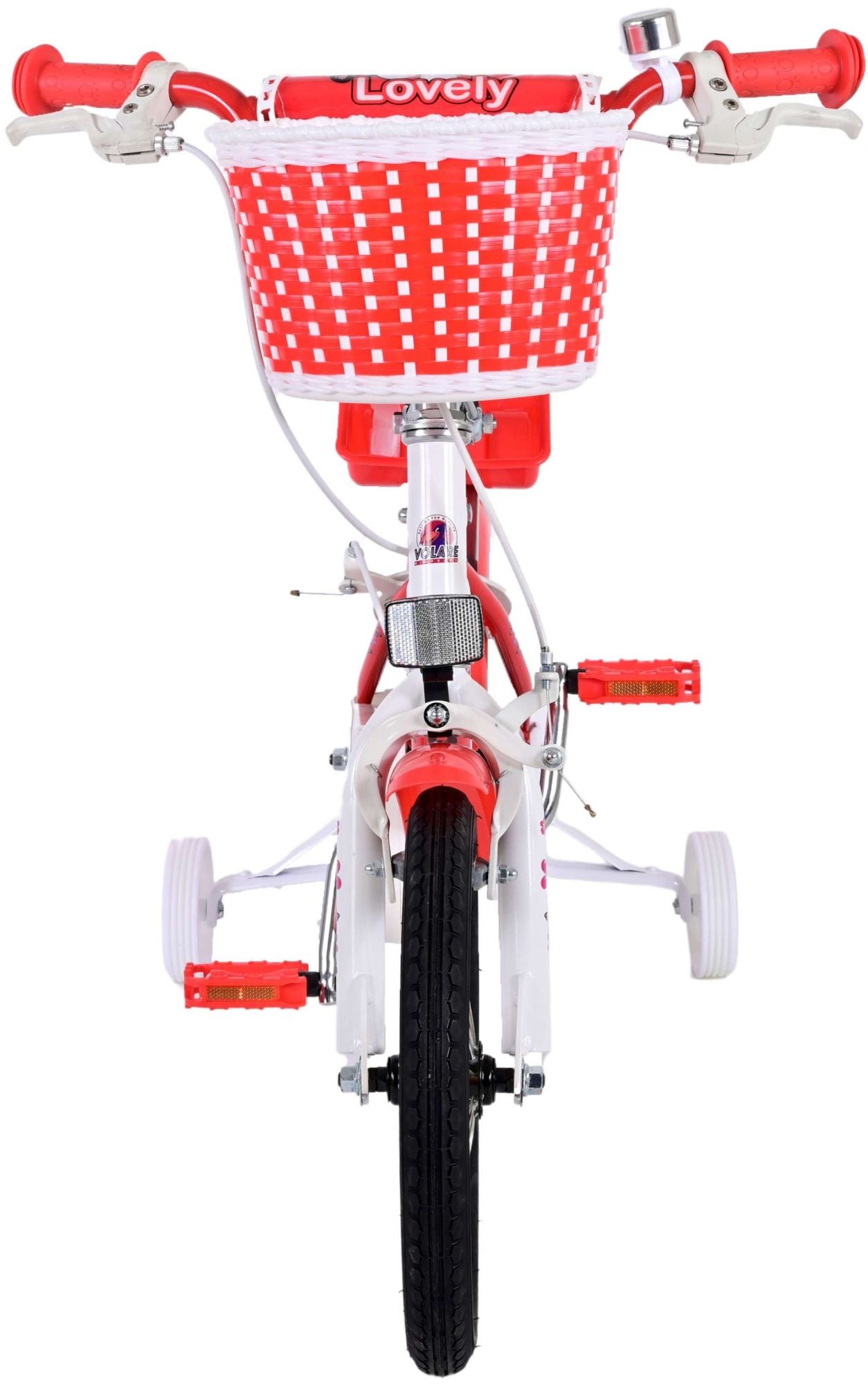 Volare le vélo pour enfants charmant - Girls - 14 pouces - Blanc rouge - Freins à deux mains