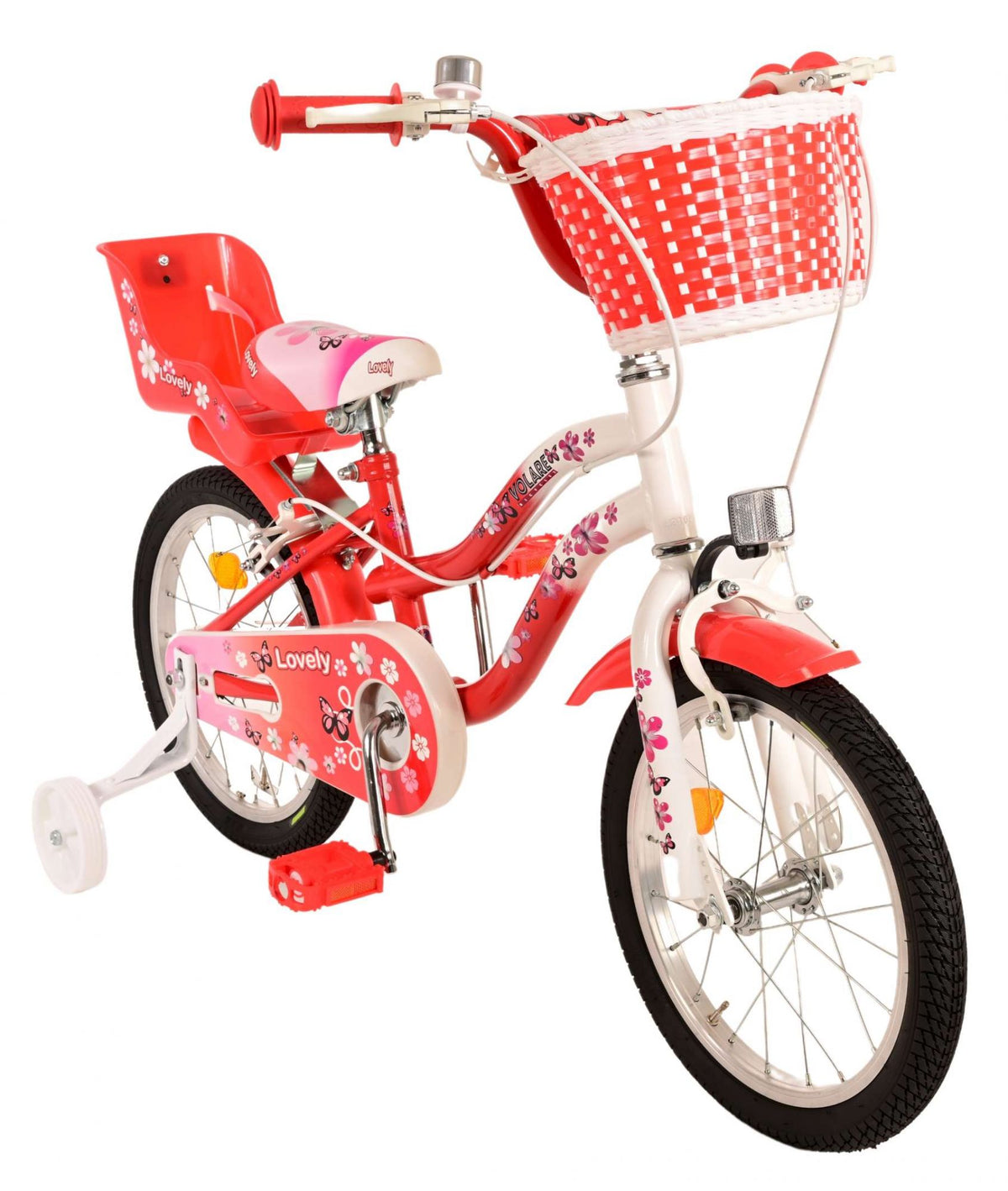 Volare le vélo pour enfants charmant - Girls - 16 pouces - Blanc rouge - Freins à deux mains