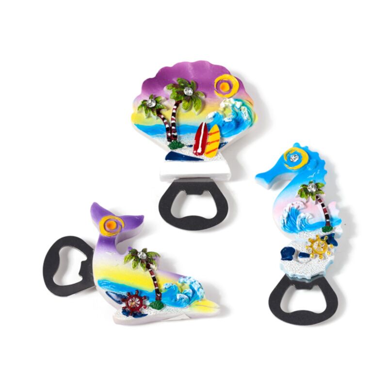 Souvenir de plage aimant bouteille openerr vie marine
