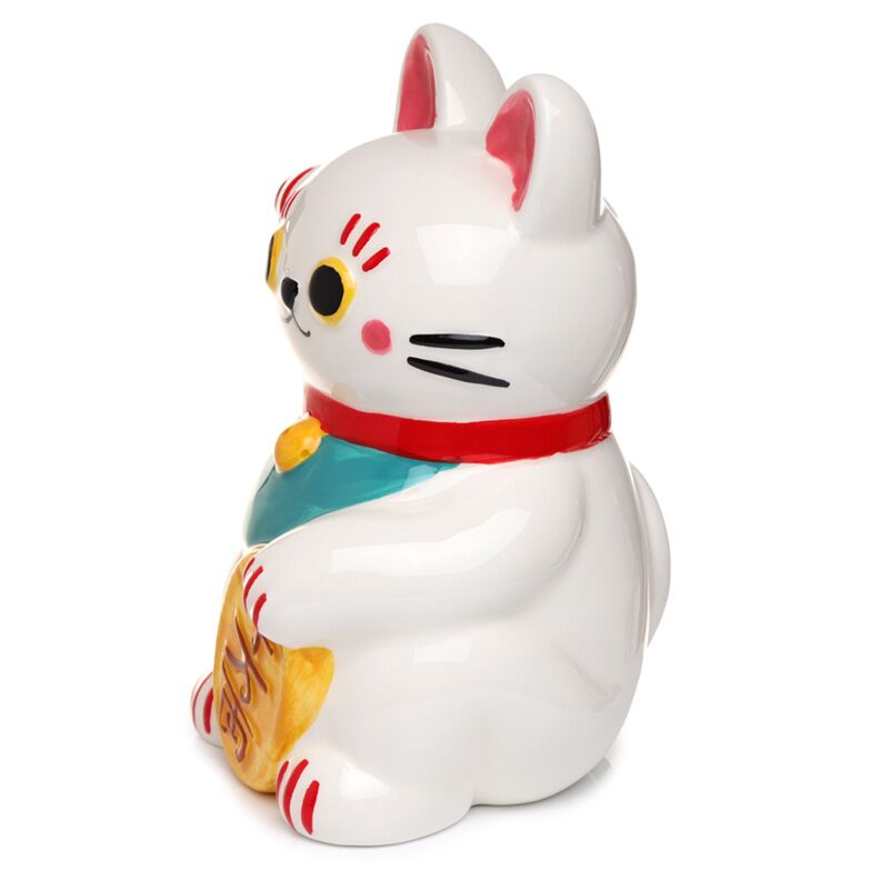 Maneki Neko White Ceramic Money Box