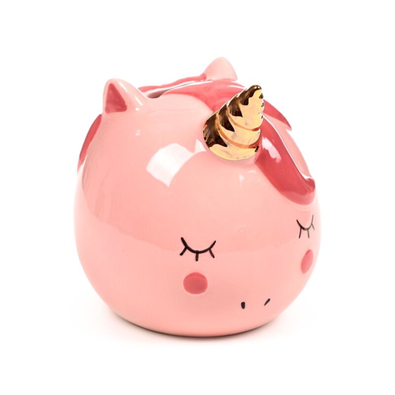 Banque de piggy rose de la licorne arc-en-ciel enchantée