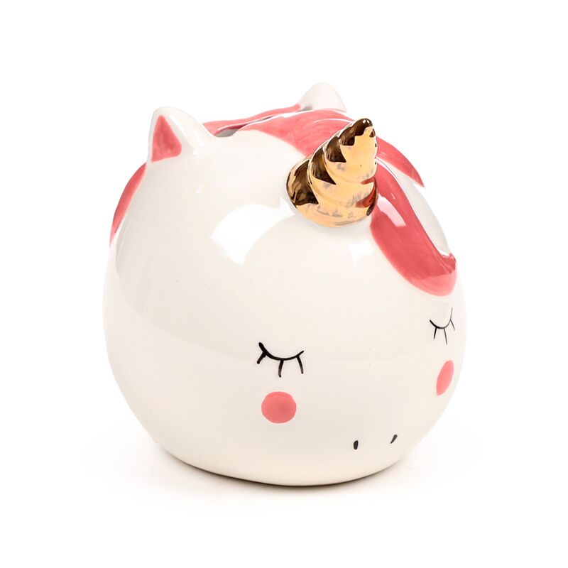 Banque de piggy blanche de la licorne arc-en-ciel enchantée