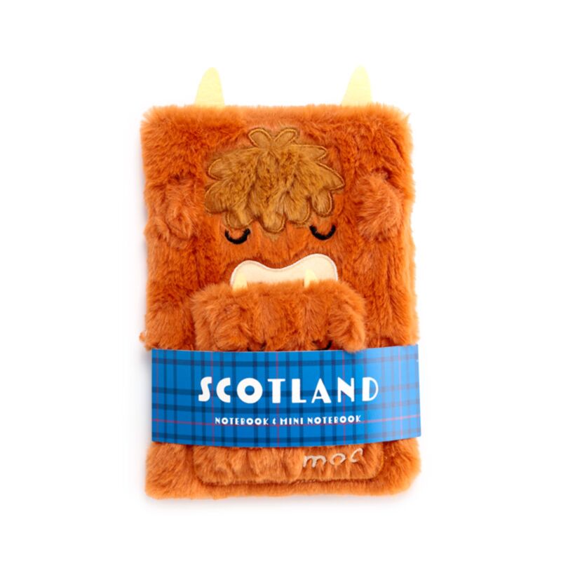 Pouche de cahier en peluche de vache Highland