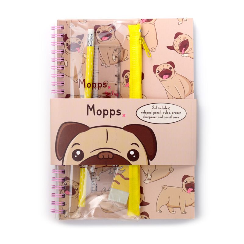 MOPPS PUG SPIRAL BOND A5 Notebook 6 pièces Écriture
