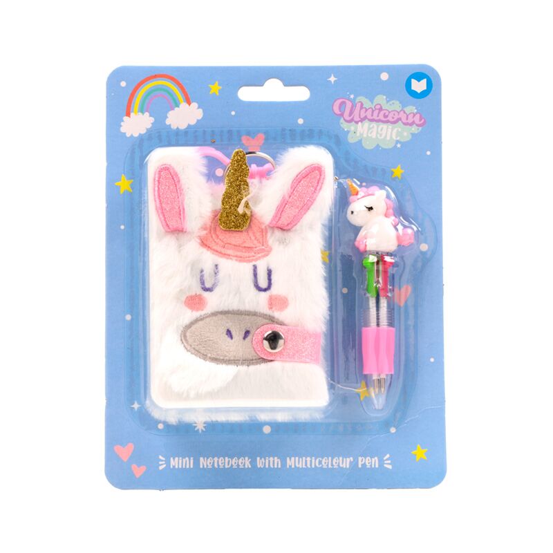 Mini carnet magique licorne a7, stylo 4 couleurs