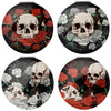 Crâne et roses compacte make -up miroir