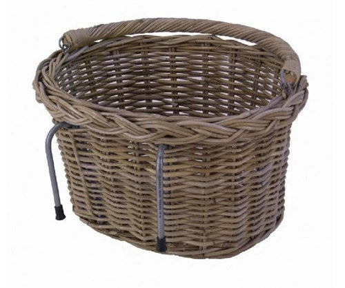 Panier de direction en osier de fosse de basilic rond gris plat moyen