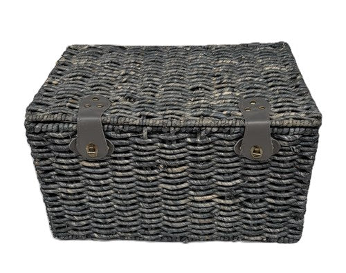 Panier du boulanger bleu-gris grand 47x31x28 avec couvercle