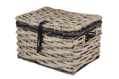 Panier à vélo de basilic Dijon grand avec couvercle gris noir