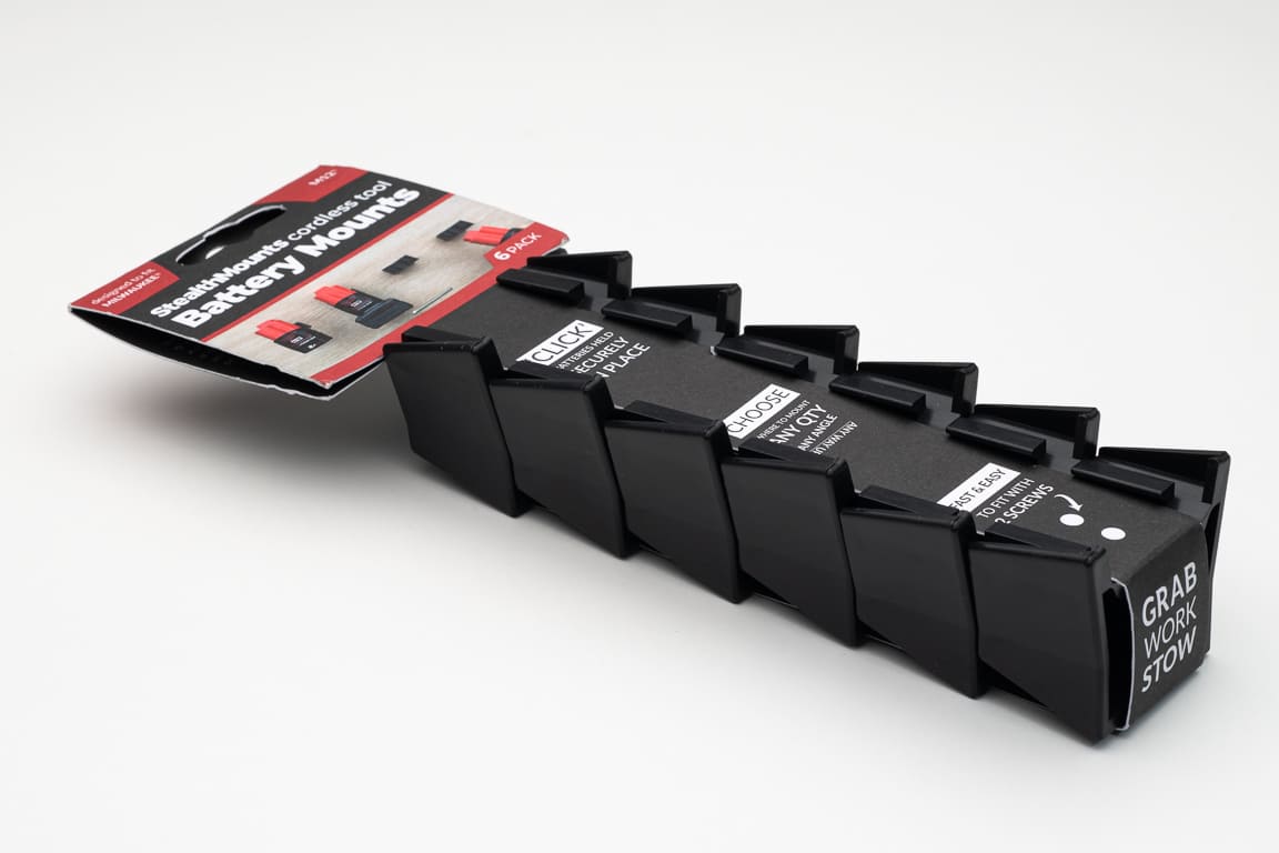 Stealthmounts bm-mw12-blk-6-blk support de batterie pour milwaukee m12 | noir | Paquet de 6 - bm-mw12-blk-6-blk