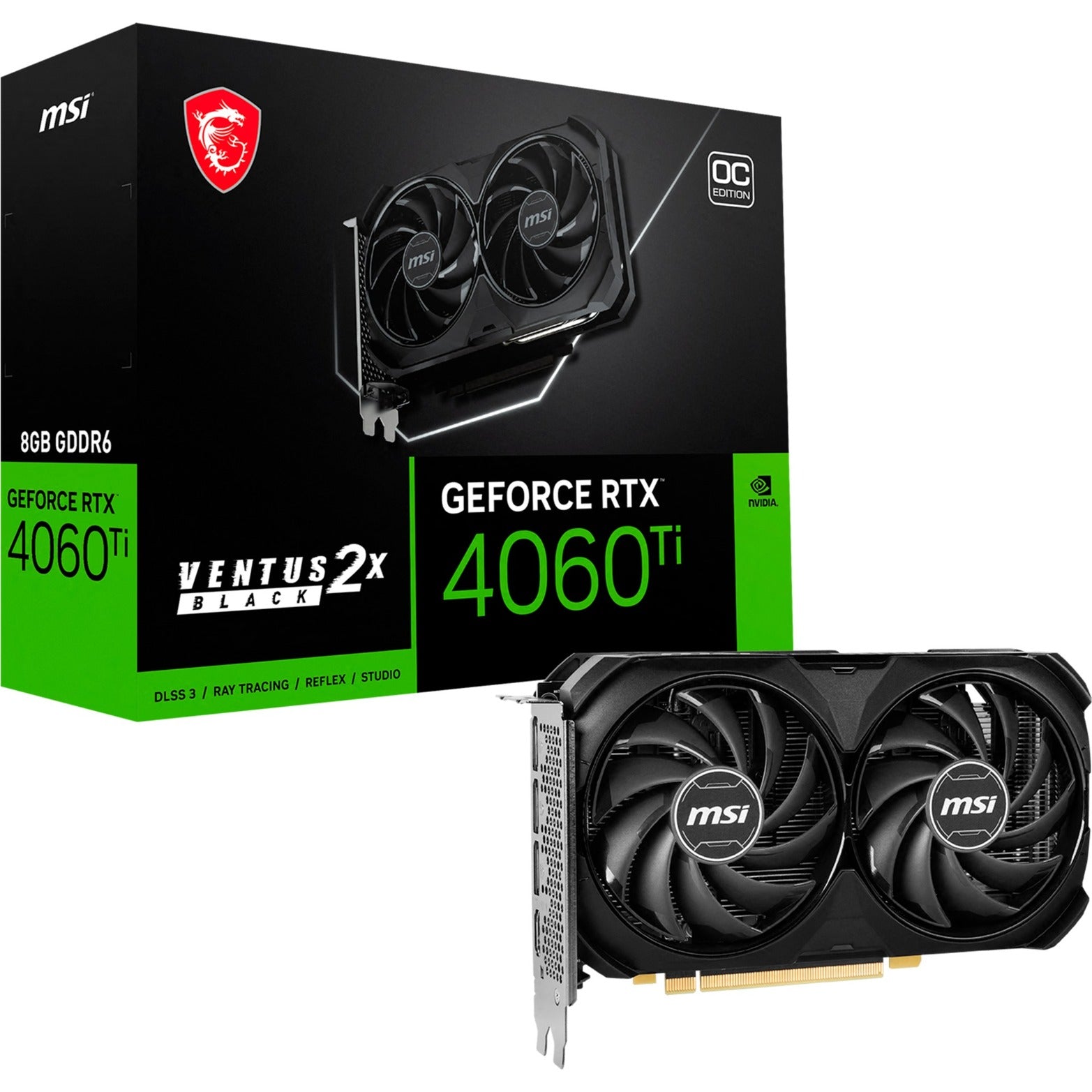 MSI GEFORCE RTX 4060 TI VENTUS 2X NOIR 8G OC
