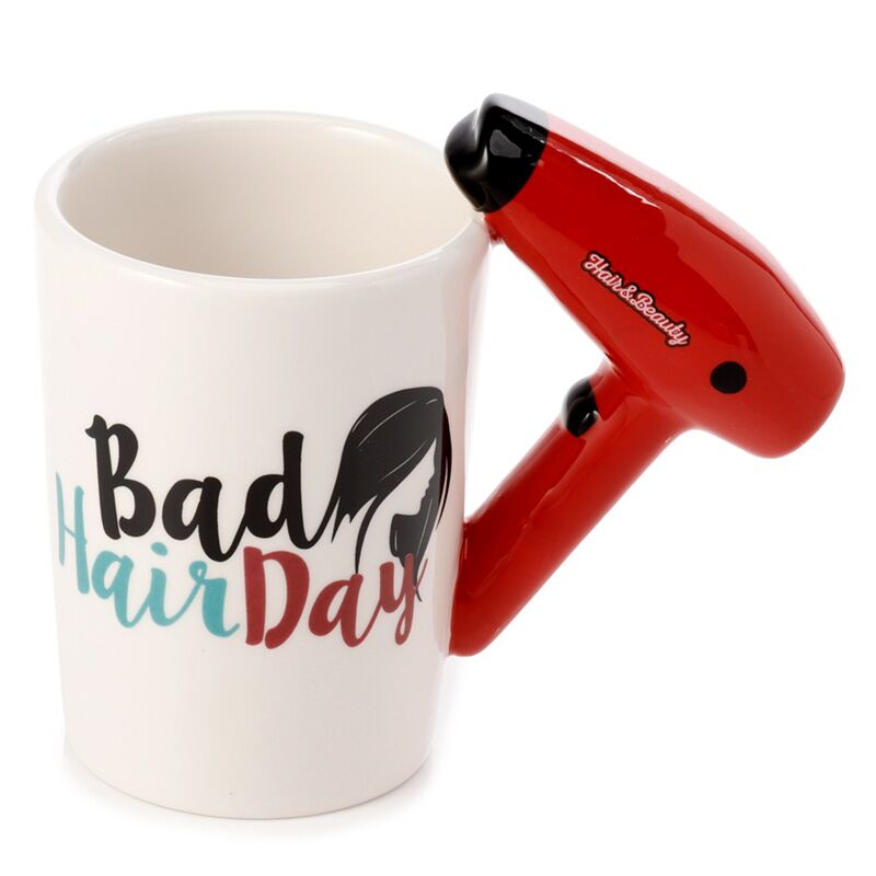 Slogan de sèche-cheveux - Tasse en céramique de poignée formée