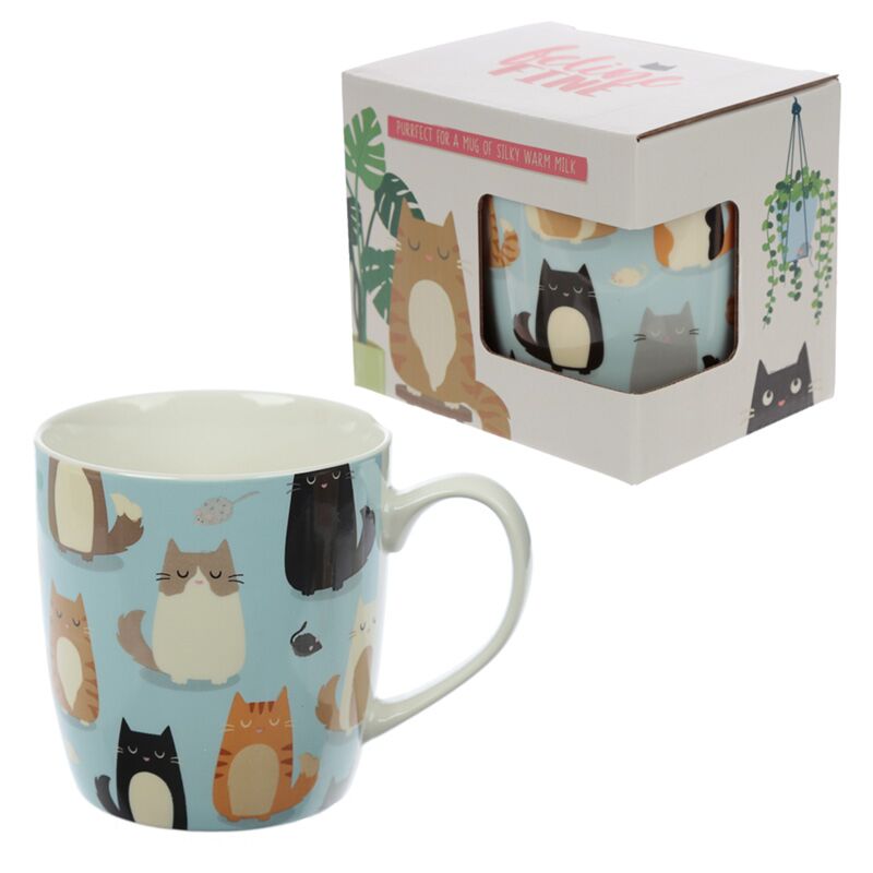 Tasse en porcelaine de chat fin félin
