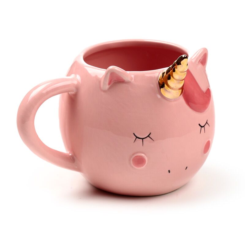 Tasse rose en ciel arc-en-ciel en forme de licorne
