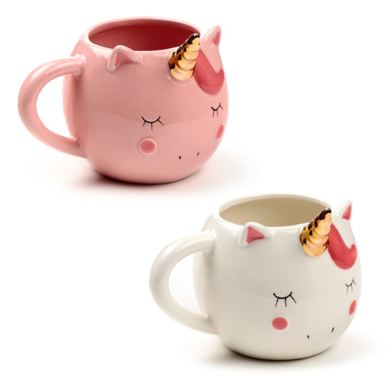 Tasse blanche en forme d'arc-en-ciel en ciel de licorne