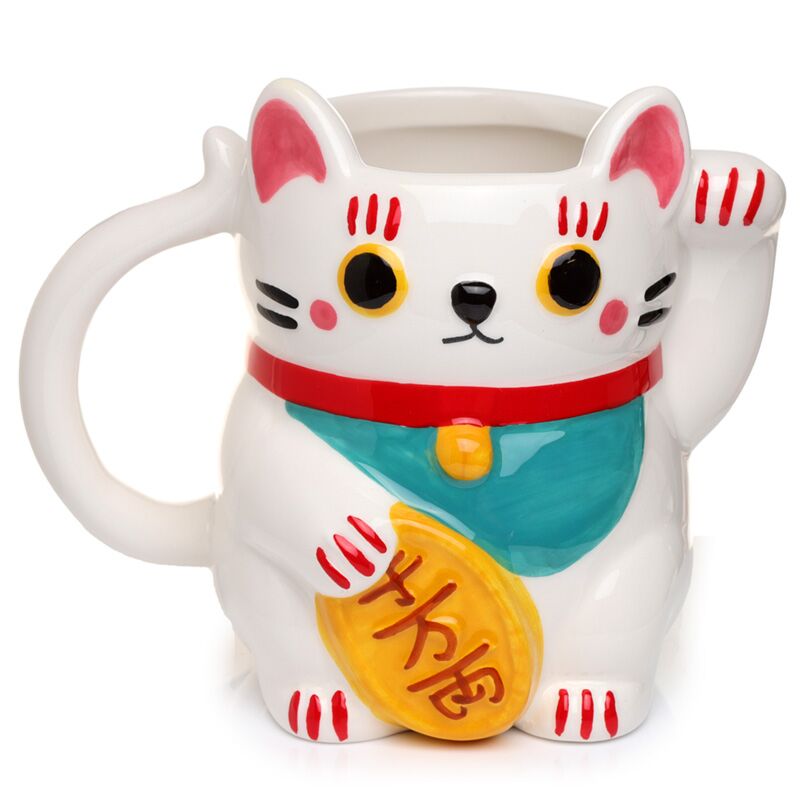 White maleki neko bonheur chat formé en céramique tasse en céramique