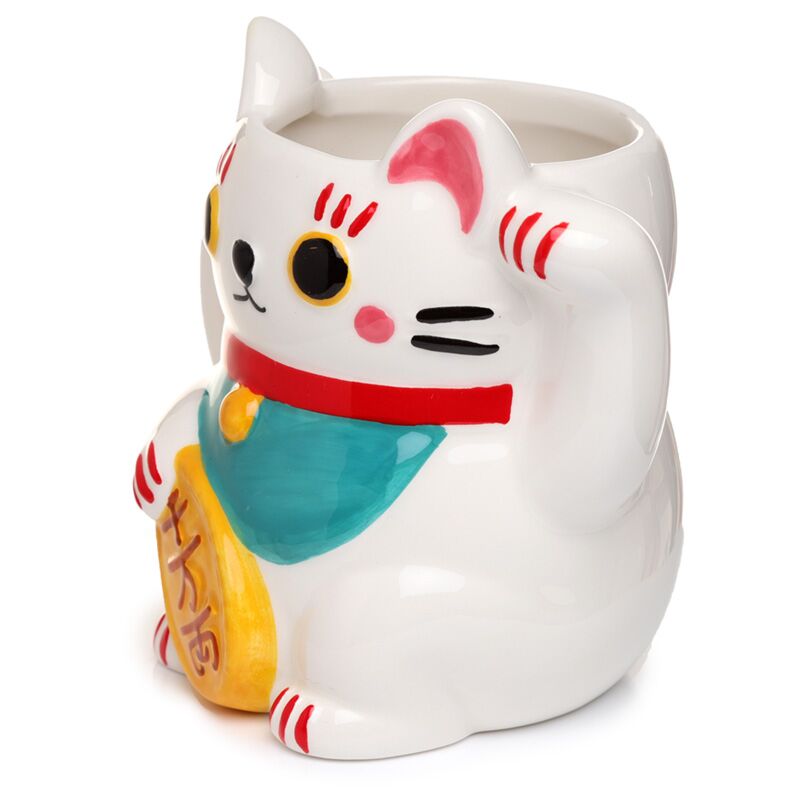 White maleki neko bonheur chat formé en céramique tasse en céramique