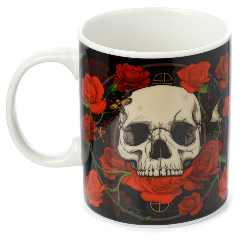 Tasse de porcelaine de roses crânes