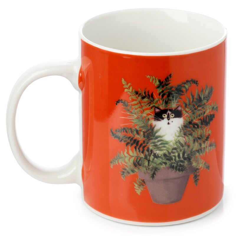 Kim Haskins Cat en plante Pot Porcelaine Red Porcelain