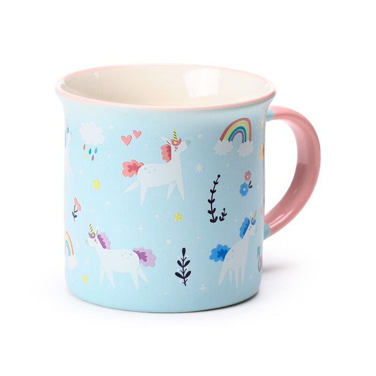 Tasse en porcelaine à bord fin magique Licorne