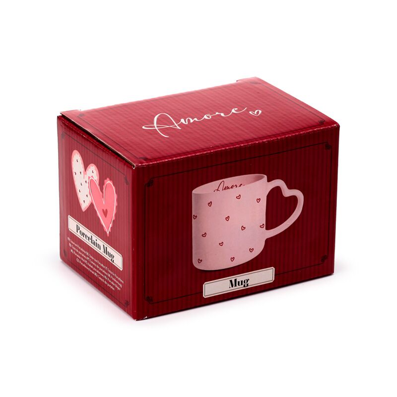 Mug en porcelaine avec anse en forme de cœur Amore