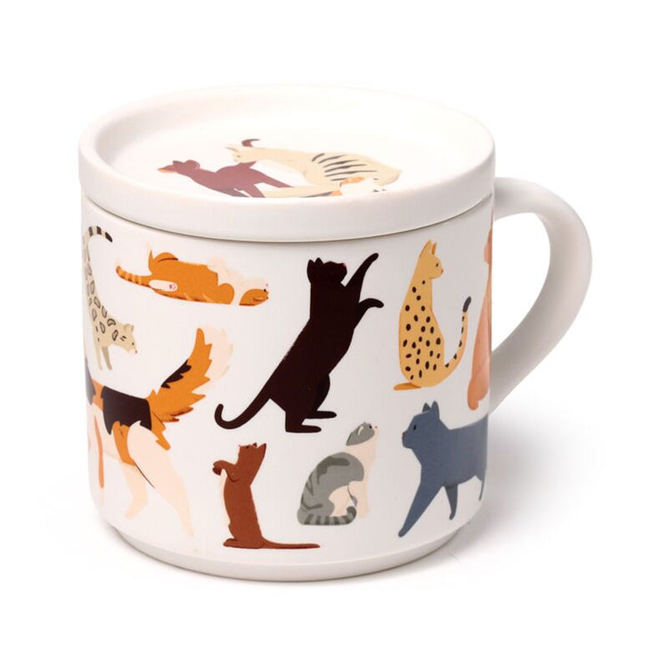 Tasse en porcelaine Fine Cats (News) avec ensemble de couvercles