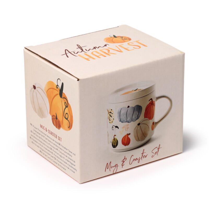 Tasse de porcelaine de récolte d'automne avec ensemble de couvertures en sous-trasse