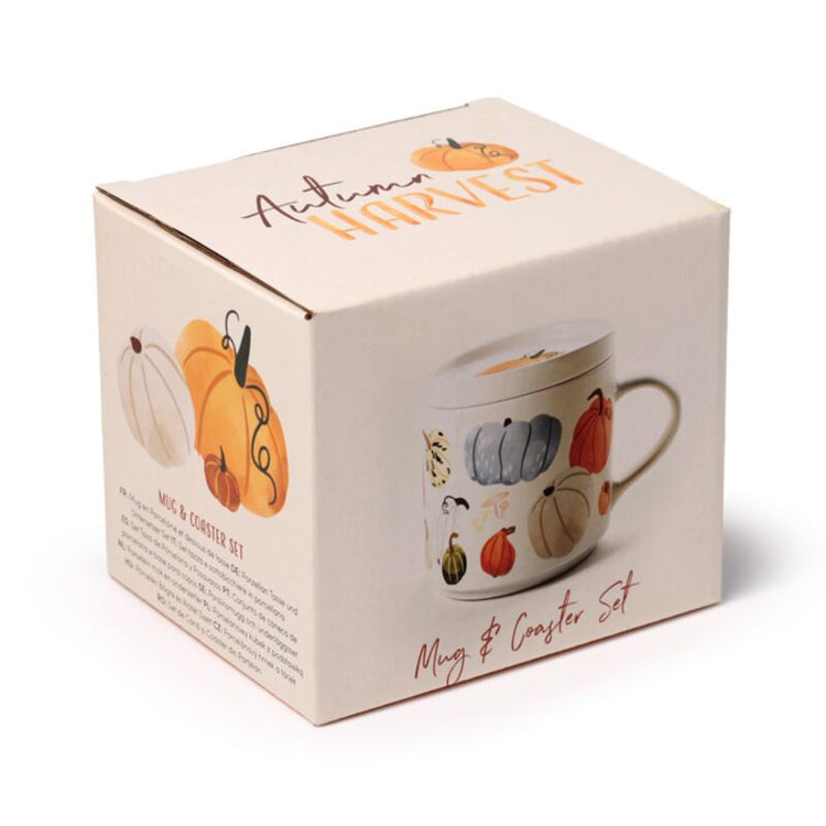 Tasse de porcelaine de récolte d'automne avec ensemble de couvertures en sous-trasse