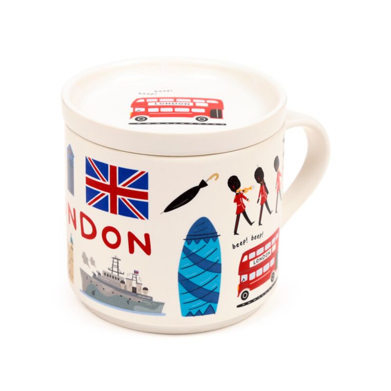 Ensemble de tasses en porcelaine souvenir de Londres avec couvercle sous-verre