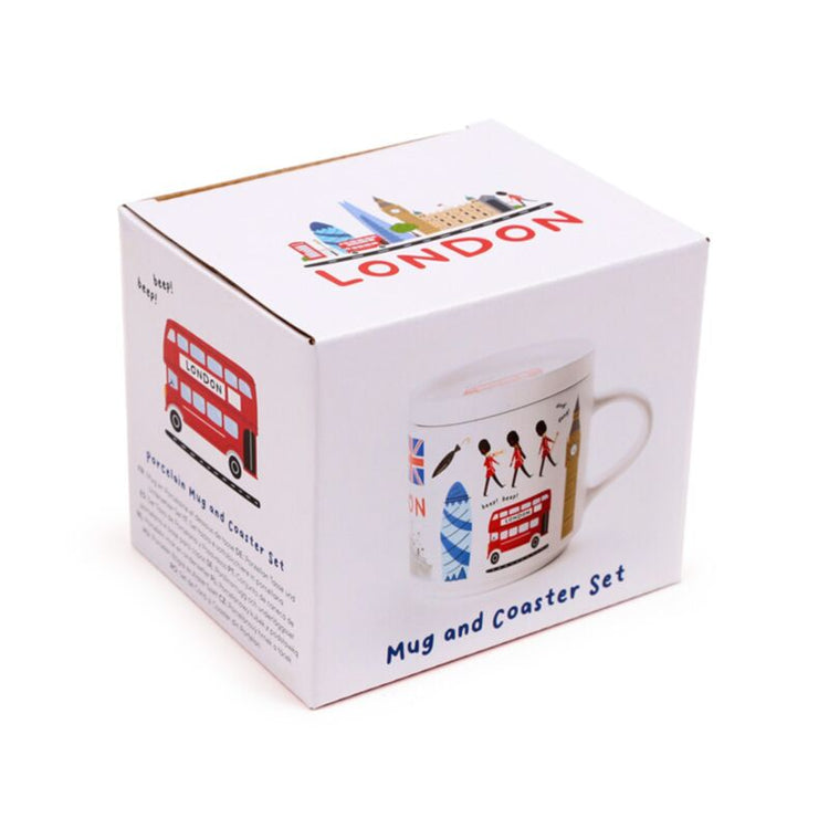 Ensemble de tasses en porcelaine souvenir de Londres avec couvercle sous-verre