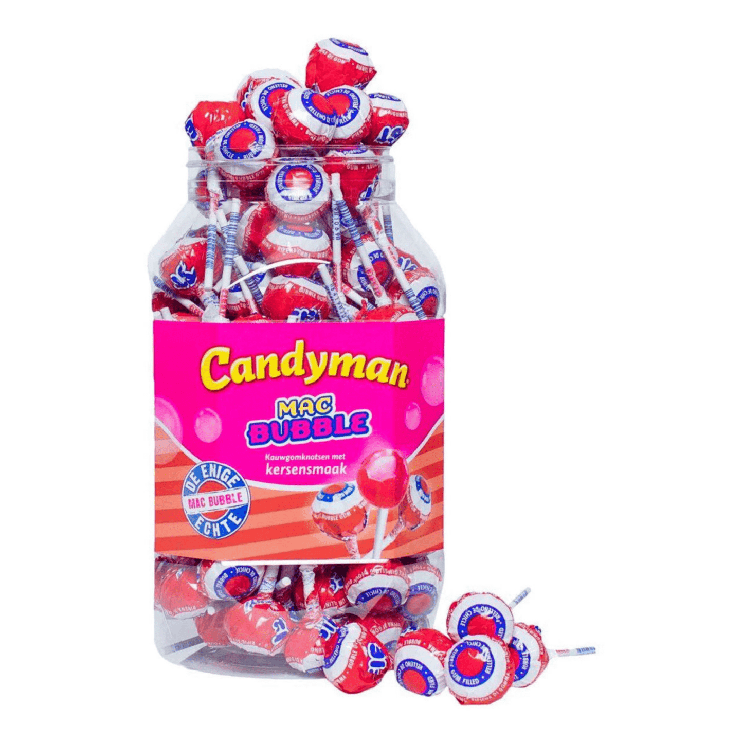 Sucette Candyman mac bubble cerise (100 pièces)