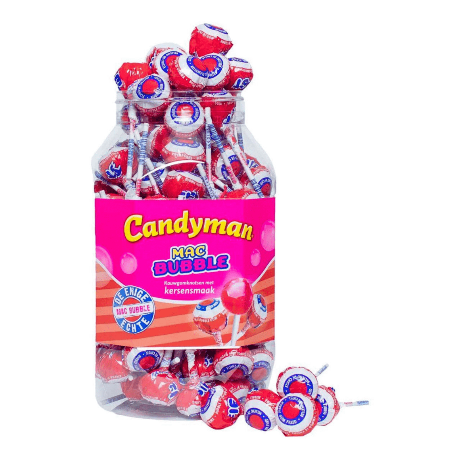 Sucette Candyman mac bubble cerise (100 pièces)