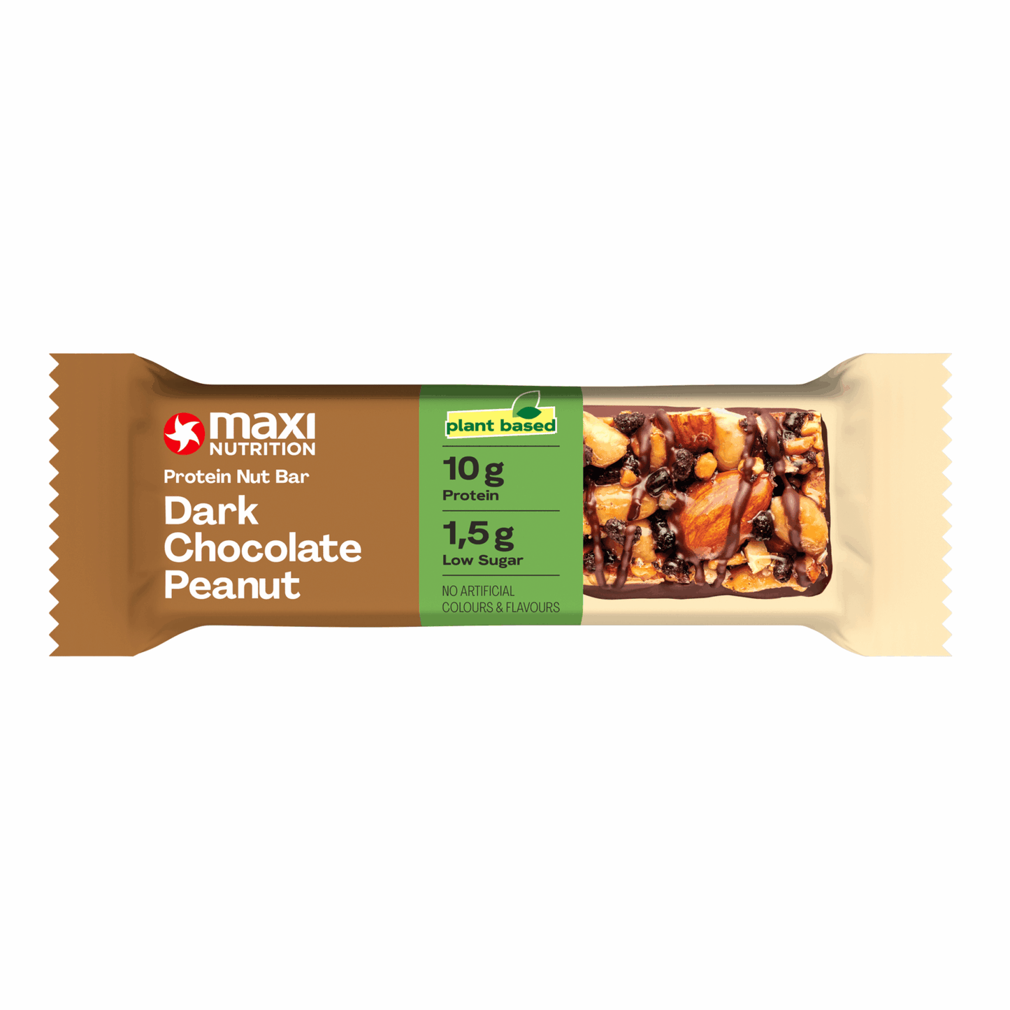 Maxi nutrition barre protéinée maxinutrition noix chocolat noir cacahuète (12x 46g)