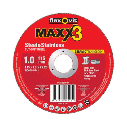 Flexovit dss maxx 3 acier inoxydable 125x1x22,23 nq60y t41 | 25 pièces