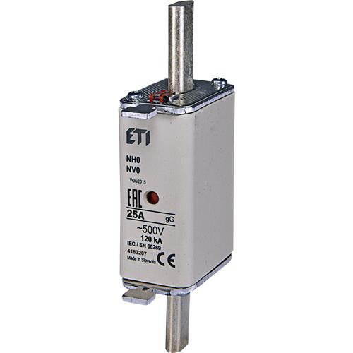 Fusible à lame Eti 25a - 500v din nh0 gg | 3 pièces