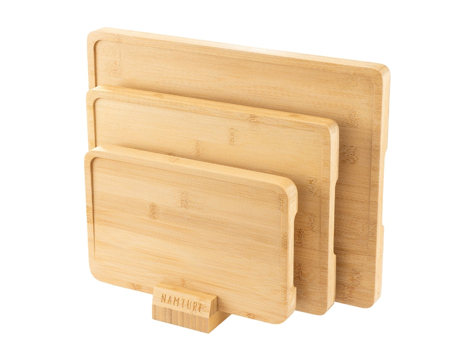 Coffret Namture - 3 planches à découper + support en bambou