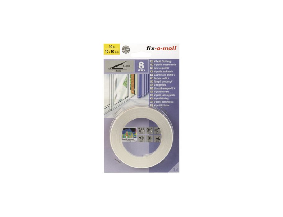 Ruban à draft à fix-o-moll V 10x10 mm 10m blanc
