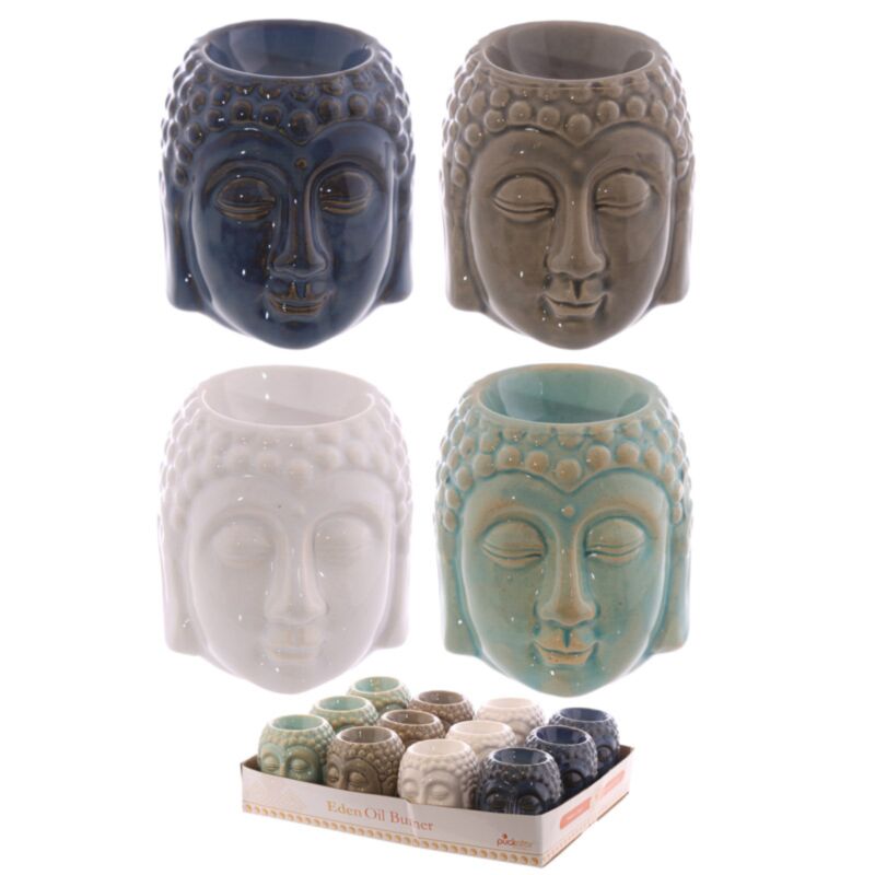 Brûleur de parfum de la tête de Bouddha en céramique de glaçage en céramique - Small